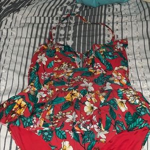 Floral ruffle one piece